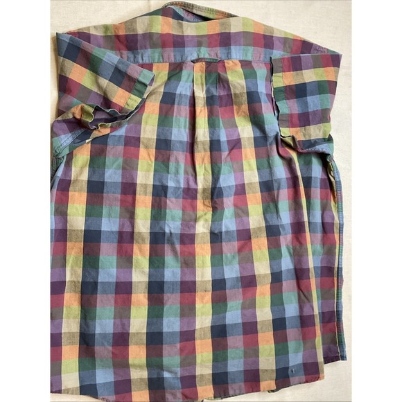 Orvis XL Button Up Short Sleeve Shirt Multicolor Plaid Cotton Preppy Normcore - Picture 7 of 7